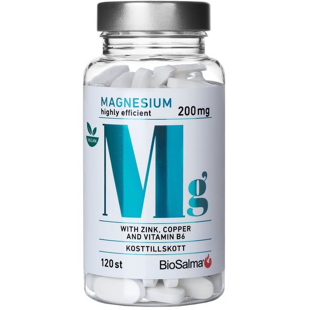 BioSalma Magnesium 200mg + Zink, Koppar & B6 120 tabletter