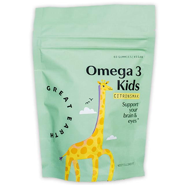 Great Earth Omega 3 Kids Citronsmak Refill 60 tuggtabletter