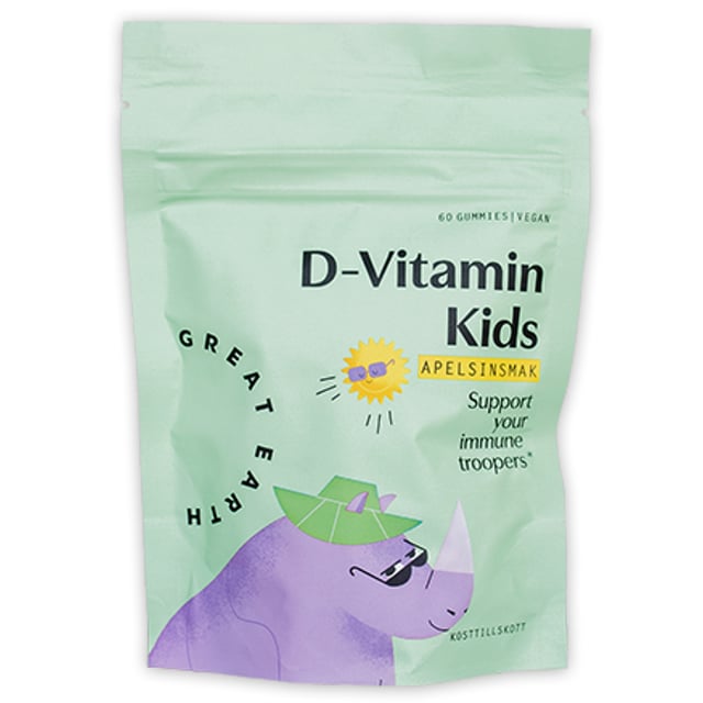 Great Earth D-Vitamin Kids Apelsinsmak Refill 60 tuggtabletter