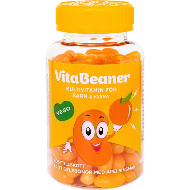 VitaBeaner Multivitamin Barn & Vuxna Apelsinsmak 90 tuggtabletter
