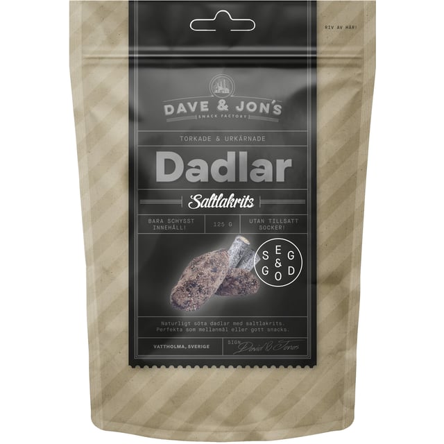 DAVE & JON´S Dadlar Saltlakrits 125 g