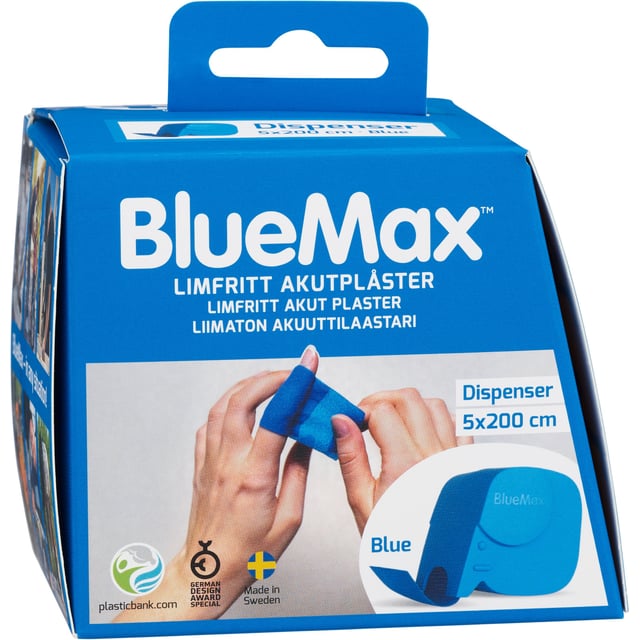 BlueMax Limfritt Akutplåster Dispenser 5x200cm Blå 1 st