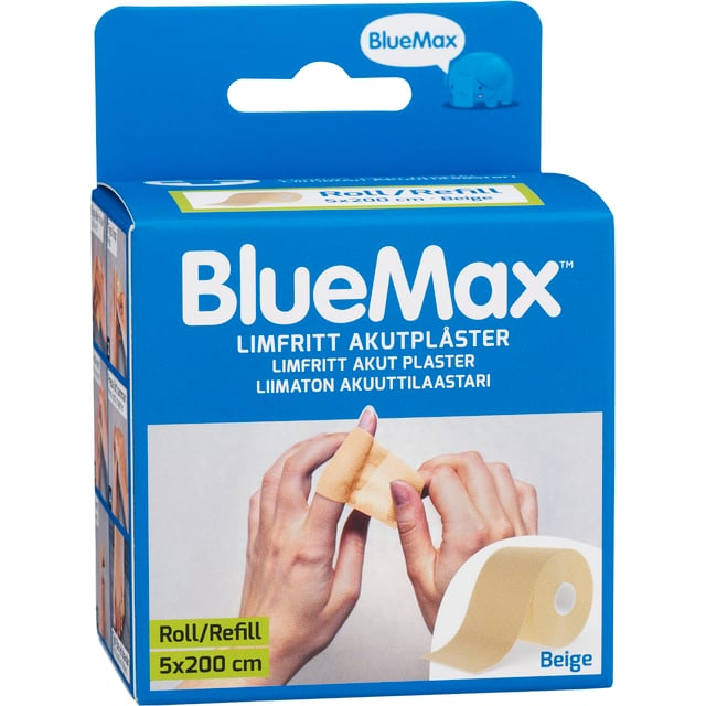 BlueMax Limfritt Akutplåster Refill 5x200cm Beige 1 st