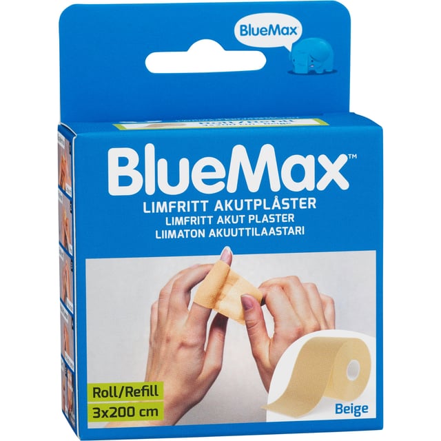 BlueMax Limfritt Akutplåster Refill 3x200cm Beige 1 st