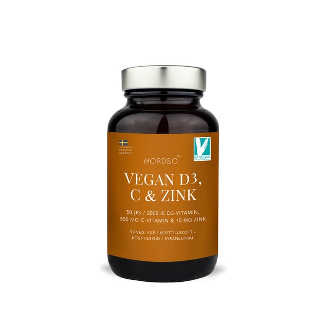 Nordbo Vegan D3, C & Zink 90 kapslar