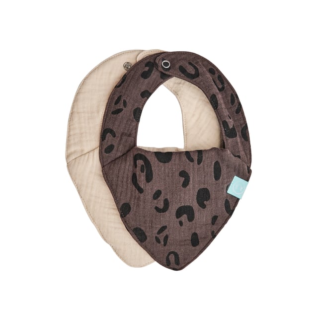 Najell Bibs Muslin - Leopard Brown-Ivory White 2-pack