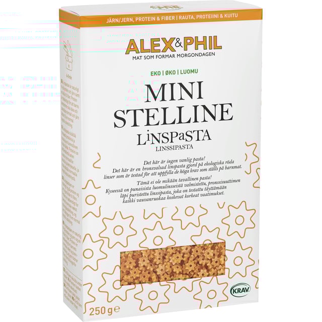 Alex & Phil Mini Stelline Linspasta 1-3 år 250g
