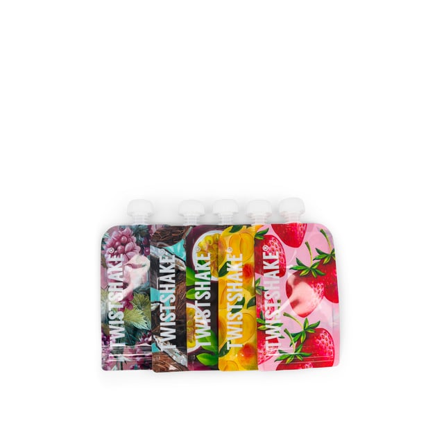 Twistshake 5x Squeeze Bag 220ml Mango Passion Fruit Strawberry Grape Coconut