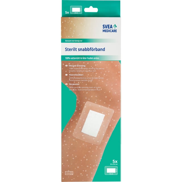 Svea Medicare 100% Vattentätt Sterilt Snabbförband 10 x 35 cm 5 st