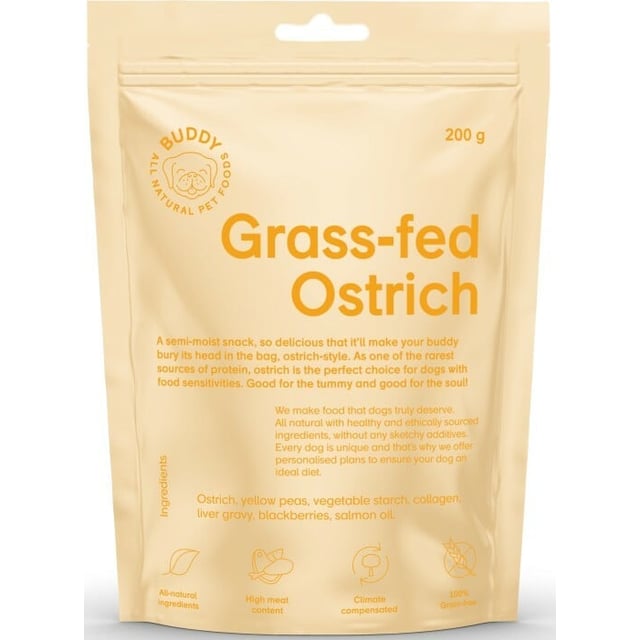 BUDDY Grass-fed Ostrich Hundgodis 200 g