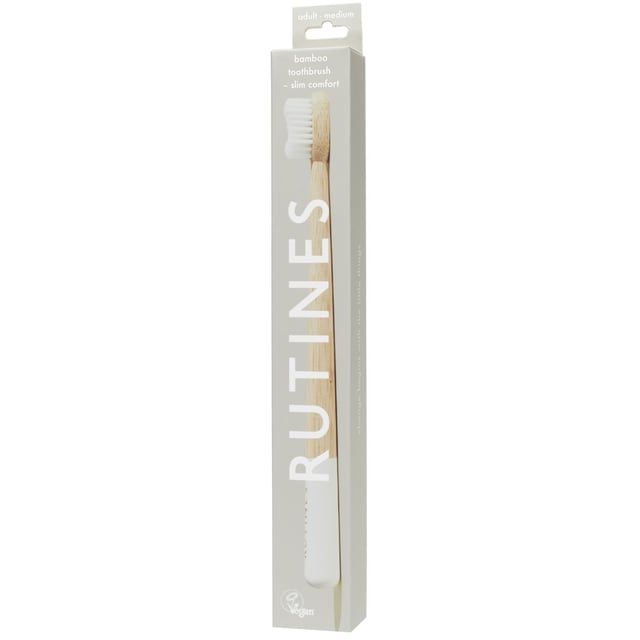 Rutines Slim Comfort Bambutandborste Vit Medium 1 st