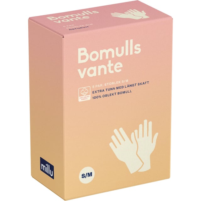 Millu Bomullsvante Extra Tunn 30 cm S/M 5 par