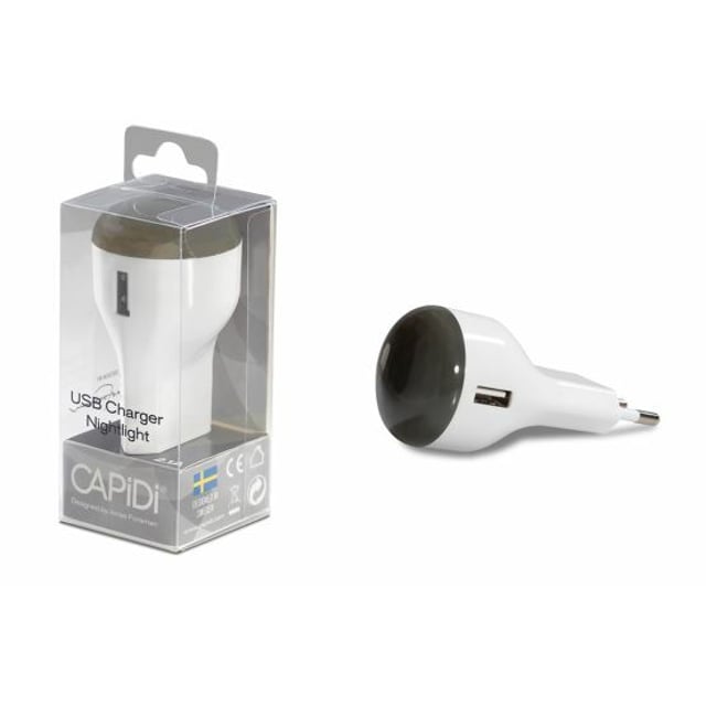 CAPiDi USB-laddare 2.1A & Nattlapma Grå