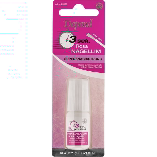Depend 3 Sek. Rosa Nagellim med pensel