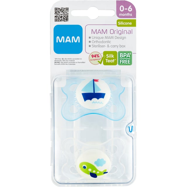 MAM Original Nappar 0-6 Månader Silikon 2 st - Olika färger