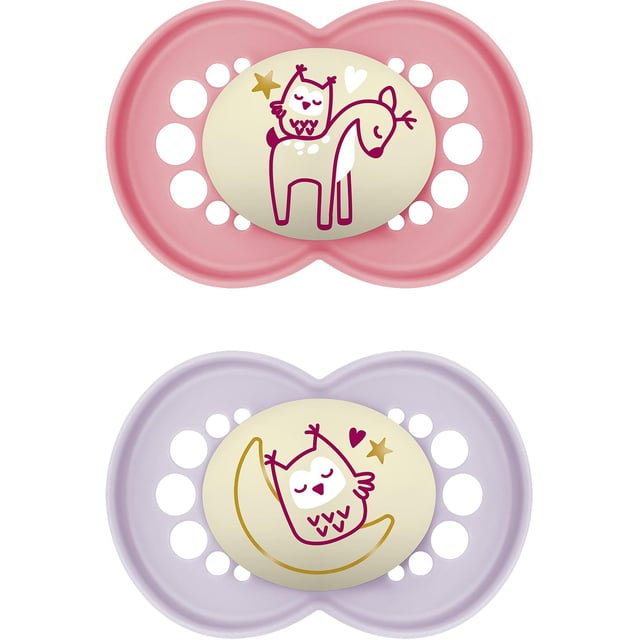 MAM Original Night 6-16 månader Silicone 2-pack Rosa