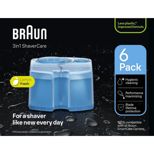Braun 3in1 ShaverCare Refiller Hygienisk rengöring för SmartCare Center, 6‑pack