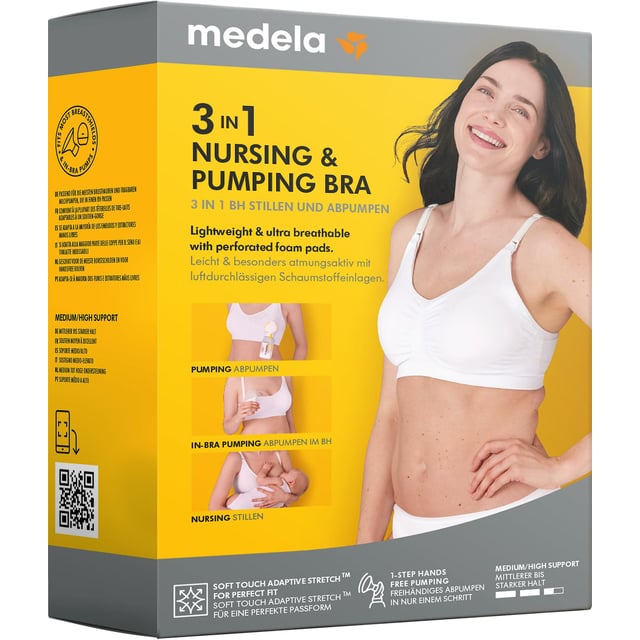 Medela 3-i-1 amnings- och pumpnings-BH, Svart, Stl L
