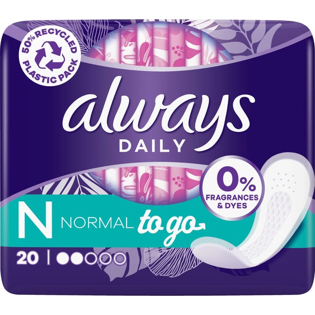Always Daily Fresh Normal Trosskydd, 0% Parfymer & Färgämnen 20 st