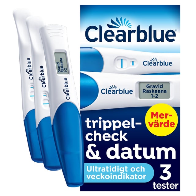 Clearblue Trippelcheck + Datum Kombinationspaket Graviditetstest 3 st