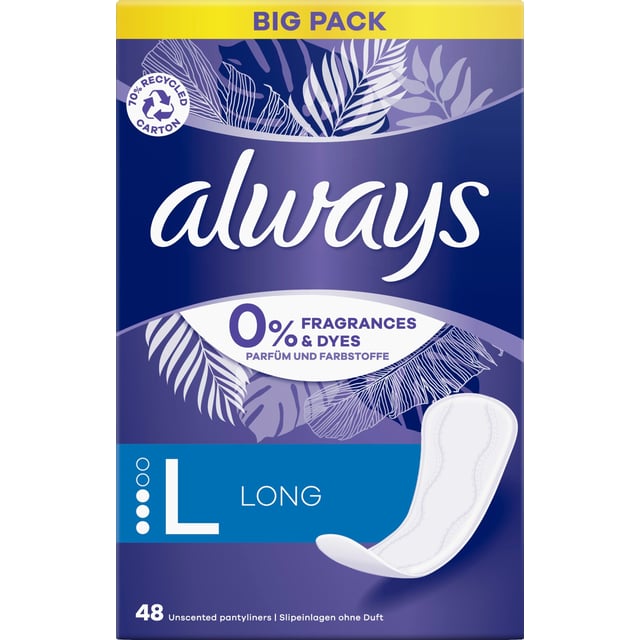 Always Daily Protect Long Trosskydd 0% Doft & Färgämnen 48 st