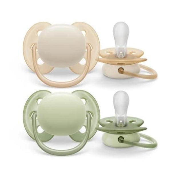 Philips Avent Ultra Soft Napp 0-6 Månader Grön/Beige 2 st