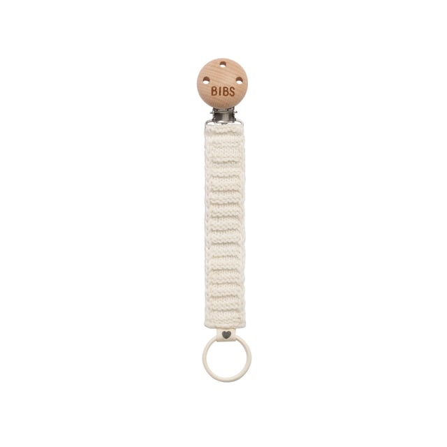 BIBS Pacifier Clip Knitted Ivory 1 st