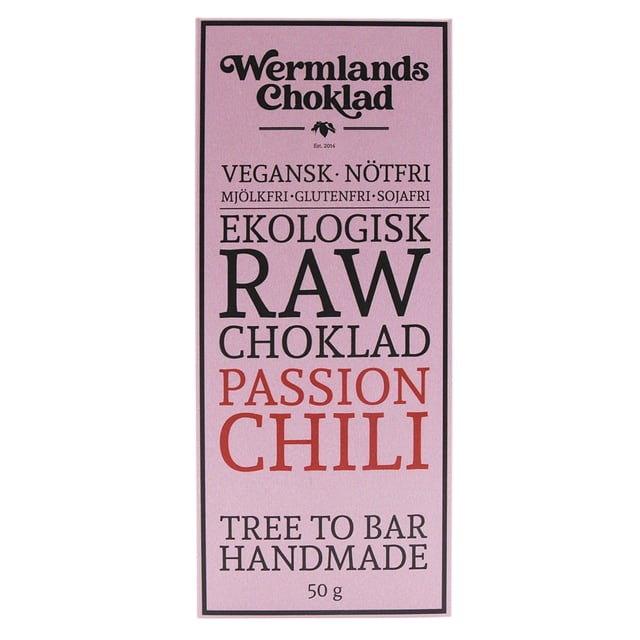Wermlands Choklad Rawchoklad Passion & Chili 50 g
