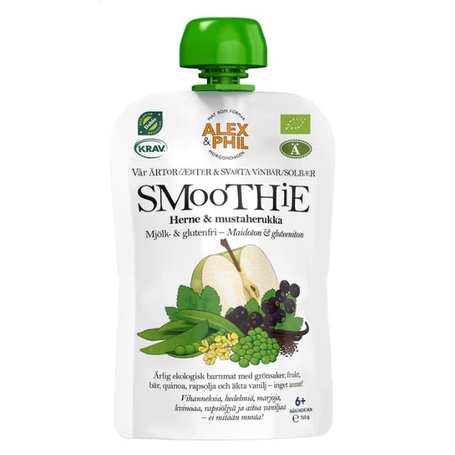 Alex & Phil Smoothie Gröna Ärtor & Svarta Vinbär 6M 100g