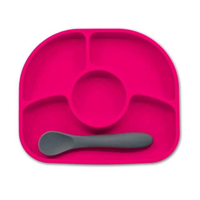 bblüv Tallrik Antispill + Sked Rosa 1 set