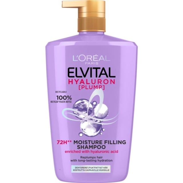 L'Oréal Paris Elvital Hyaluron Plump Schampo för fuktfattigt hår 1000 ml