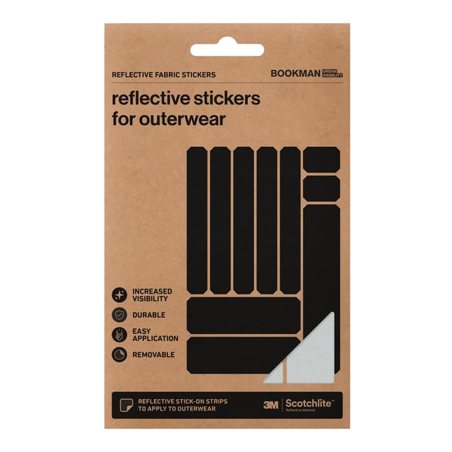 Bookman Urban Visibility Reflective Fabric Stickers Strips Silver 1 st
