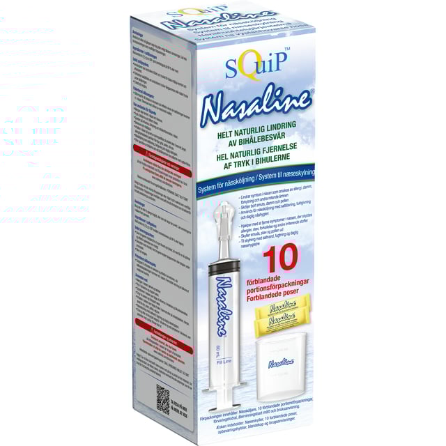 Nasaline Nässköljare 10 Saltpåsar | Förkylning - Torr i näsan,Allergi - Pälsallergi,Allergi - Kvalsterallergi,Förkylning - Förebygg förkylning | Apoteka