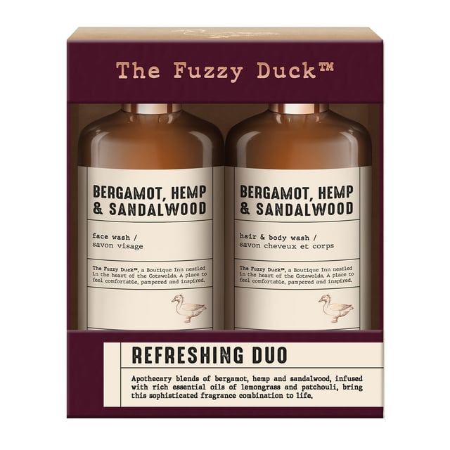 Baylis & Harding The Fuzzy Duck Mens Bergamot, Hemp & Sandalwood Duo Gift Set 600 ml | Hudvård - Hudvård för män - Ansiktsvård för män - Ansiktsrengöring,Hudvård - Hudvård för män - Kroppsvård för män - Duschtvål & bodylotion | Apoteka