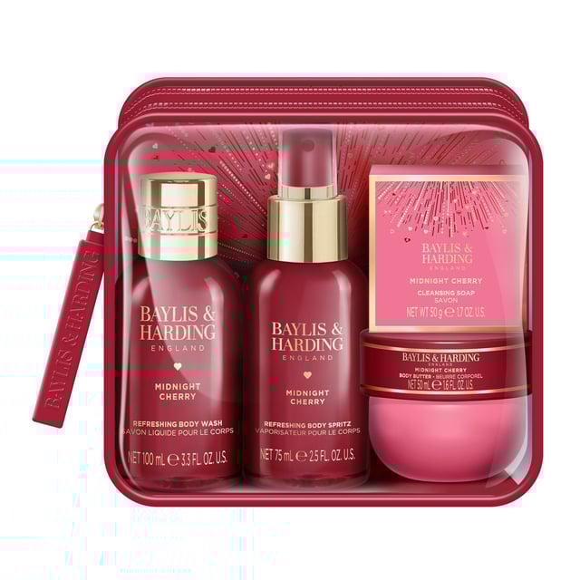 Baylis & Harding Midnight Cherry Travel Bag Gift Set 275 ml | Hudvård - Hudvård för män - Kroppsvård för män - Duschtvål & bodylotion,Hudvård - Necessärer | Apoteka