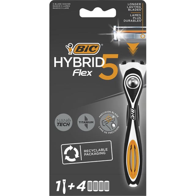 BIC Hybrid 5 Flex Rakhyvel 1 + 4 | Hudvård - Hudvård för män - Skäggvård - Rakhyvel för män,Hudvård - Rakning & hårborttagning - Rakhyvlar | Apoteka