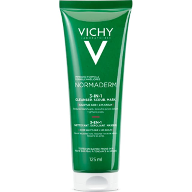 Vichy Normaderm 3-in-1 Cleanser Scrub & Mask 125 ml | Hudvård - Ansiktsvård - Ansiktsmask,Hudvård - Ansiktsvård - Ansiktspeeling & ansiktsskrubb | Apoteka