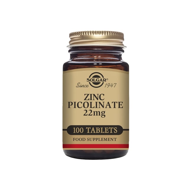 Solgar Zinc Picolinate 22 mg 100 tabletter | Vitaminer & kosttillskott - Vitaminer & mineraler - Zink,Vitaminer & kosttillskott - Hud, hår & naglar,Vitaminer & kosttillskott - Immunförsvar | Apoteka