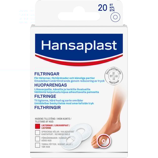 Hansaplast Filtringar small 20 st | Hjälpmedel & säkerhet - Hallux valgus,Hjälpmedel & säkerhet - Hälsporre | Apoteka