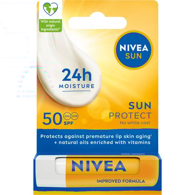 NIVEA SUN 24h Moisture SPF50 Sun Protect Lip Balm 4,8g | Hudvård - Solskydd - Solskydd för läppar,Hudvård - Ansiktsvård - Läppbalsam & läppskrubb | Apoteka