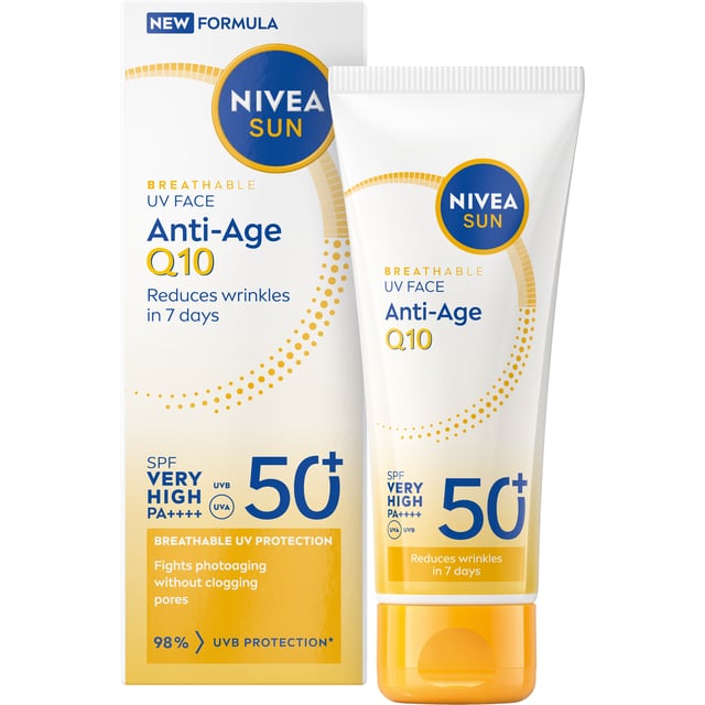 NIVEA SUN UV Face Anti-Age Q10 Cream SPF 50+ 40 ml | Hudvård - Solskydd - Solskydd för ansikte | Apoteka