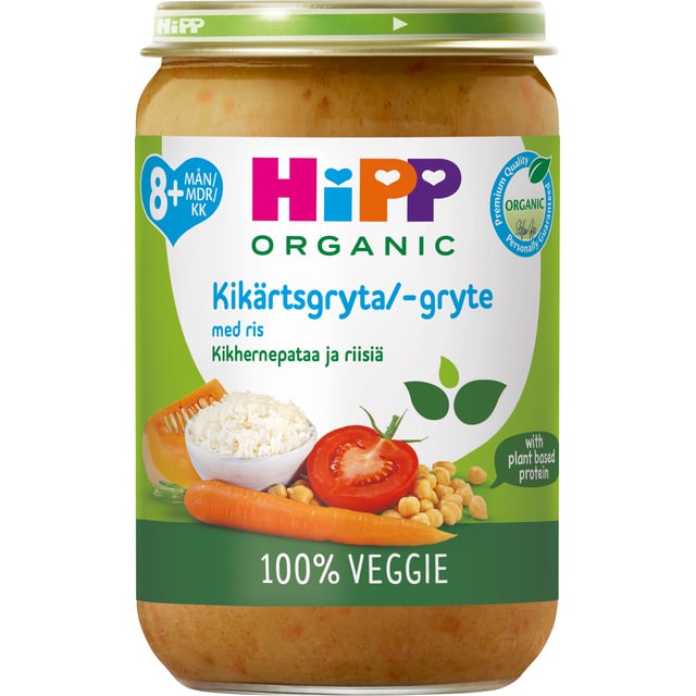 Hipp Kikärtsgryta med Grönsaker & Ris 8 månader 220 g | Baby, barn & förälder - Barnmat - Barnmat måltid | Apoteka