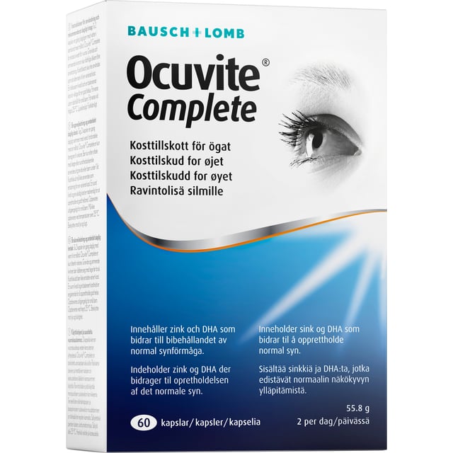 Ocuvite Complete Kosttillskott För Ögat 60 gelkapslar | Vitaminer & kosttillskott - Ögonvitaminer | Apoteka