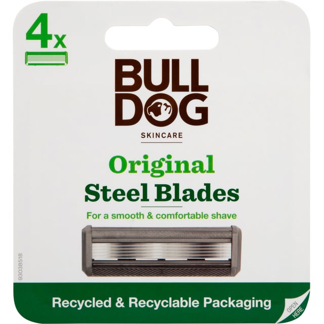 Bulldog Original Steel Blades 4 st | Hudvård - Rakning & hårborttagning - Rakblad,Hudvård - Hudvård för män - Skäggvård | Apoteka