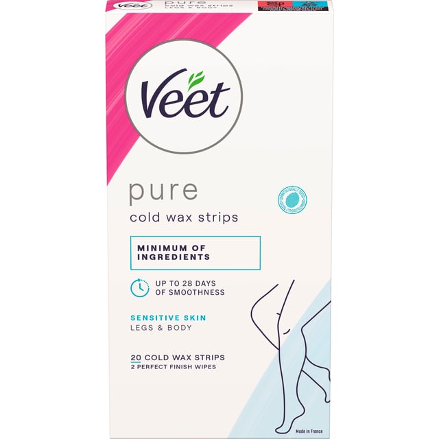 Veet Pure Cold Wax Strips Leg & Body Sensitive Skin 20 st | Hudvård - Rakning & hårborttagning - Vaxning | Apoteka