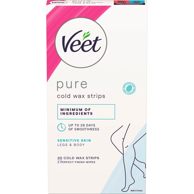 Veet Pure Cold Wax Strips Leg & Body Sensitive Skin 20 st