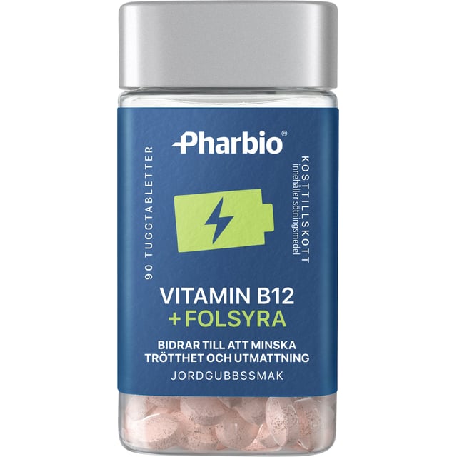 Pharbio B12 Folsyra 90 tuggtabletter | Vitaminer & kosttillskott - Vitaminer & mineraler - B-vitaminer - Vitamin B9 Folsyra | Apoteka