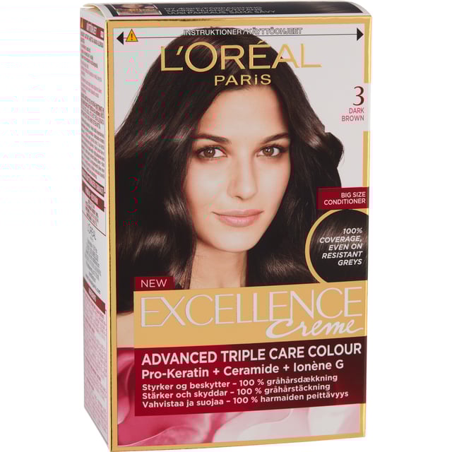 LOréal Paris Excellence 3 Darkest Brown | Hårvård - Hårfärg - Permanent hårfärg | Apoteka