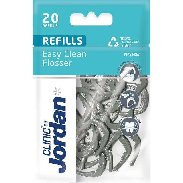 Jordan Clinic Easy Clean Flosser Refill 20 st | Munvård - Mellanrumsrengöring - Tandtråd & byglar | Apoteka