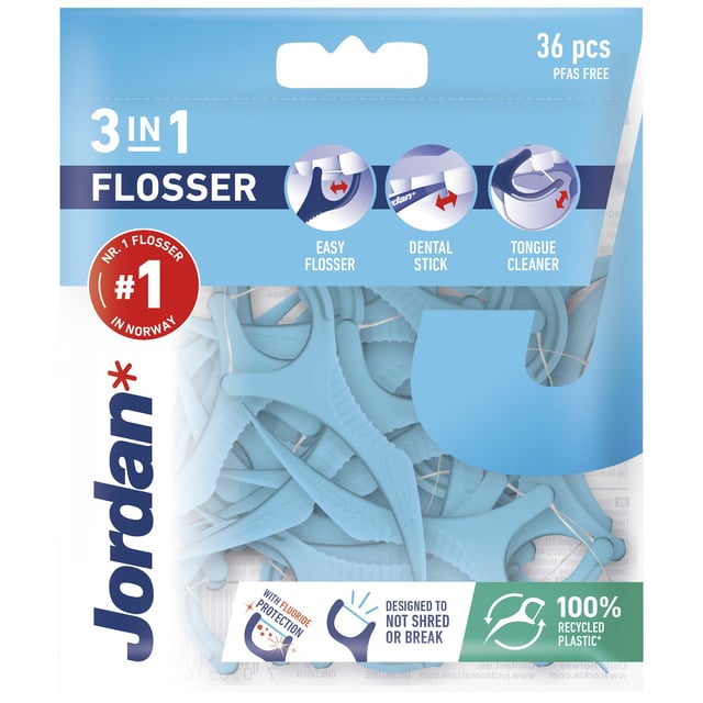 Jordan 3 in 1 Flosser 36 st | Munvård - Mellanrumsrengöring - Tandtråd & byglar | Apoteka